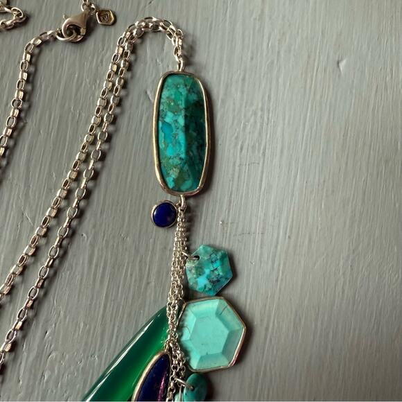 Silpada Go Geo 925 Sterling Silver Agate Lapis Necklace - Picture 3 of 10